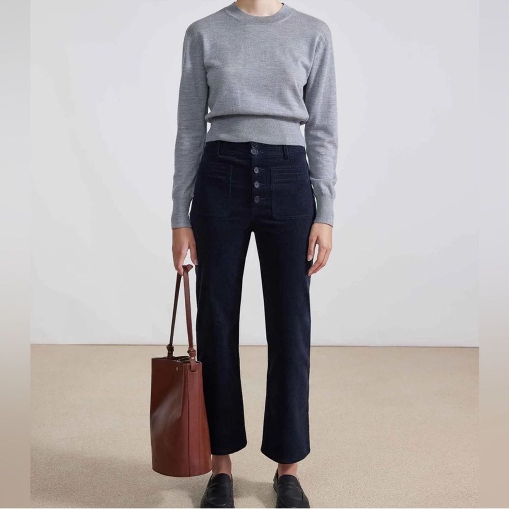 Apiece Apart Slim Marston Pant Cords Corduroy Pants in Midnight Navy Blue Size 0
